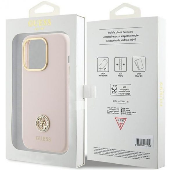 Guess GUHCP15LM4DGPP iPhone 15 Pro 6.1 husă rigidă jasnoróżowy/roz Silicon Logo Strass 4G"