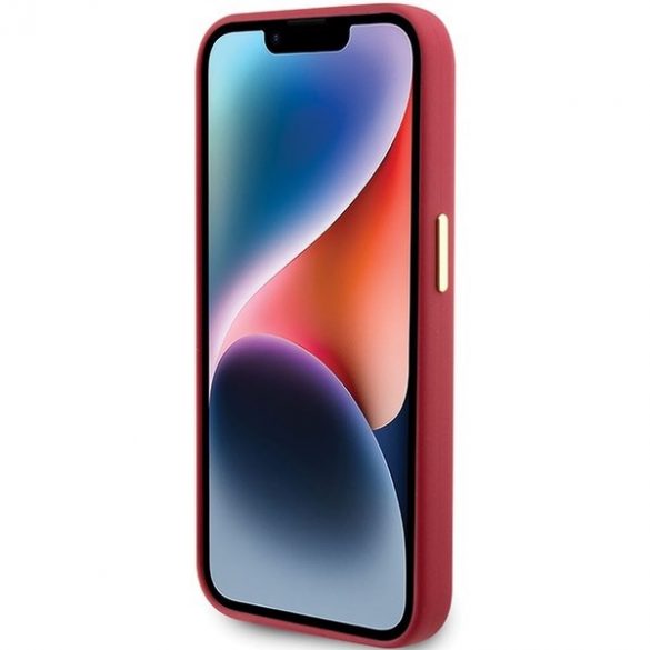 Guess GUHCP15LSMBSLM Husă rigidă pentru iPhone 15 Pro 6.1, magenta, silicon Script, emblemă și cadru metalic”