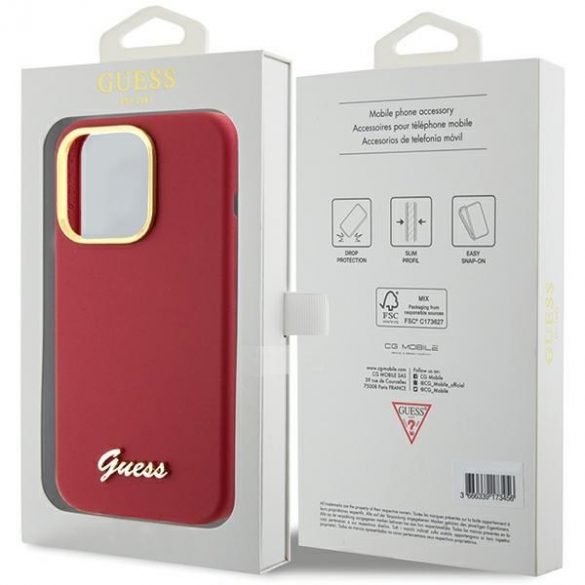 Guess GUHCP15XSMBSLM iPhone 15 Pro Max 6.7 magenta hardcase Silicon Script Metal Logo & Frame"