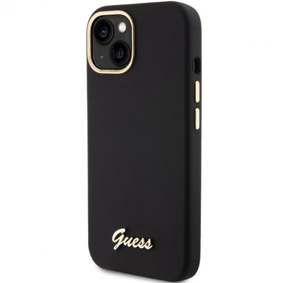 Guess GUHCP15SSMBSLK iPhone 15 / 14 / 13 6.1" carcasă rigidă/neagră Silicon Script Metal Logo & Frame