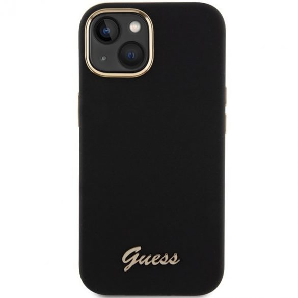 Guess GUHCP15SSMBSLK iPhone 15 / 14 / 13 6.1" carcasă rigidă/neagră Silicon Script Metal Logo & Frame