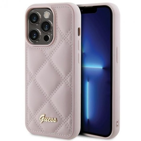 Guess GUHCP15LPSQSQSP iPhone 15 Pro 6.1 roz/roz hard Husă Quilted Metal Logo"