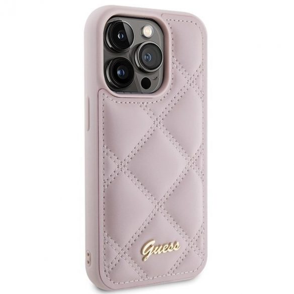 Guess GUHCP15LPSQSQSP iPhone 15 Pro 6.1 roz/roz hard Husă Quilted Metal Logo"