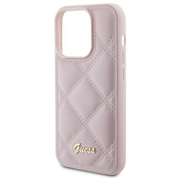 Guess GUHCP15LPSQSQSP iPhone 15 Pro 6.1 roz/roz hard Husă Quilted Metal Logo"