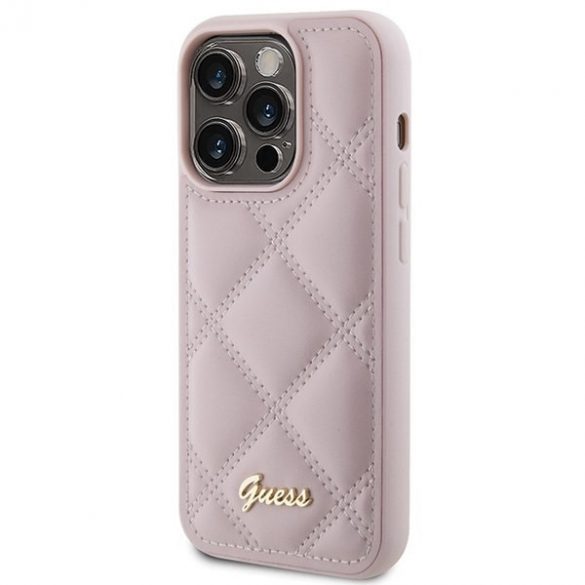 Guess GUHCP15XPSQSQSP iPhone 15 Pro Max 6.7 rożowy/roz husă rigidă Quilted Metal Logo"