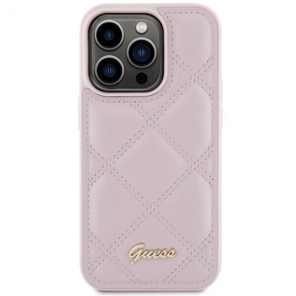 Guess GUHCP15XPSQSQSP iPhone 15 Pro Max 6.7 rożowy/roz husă rigidă Quilted Metal Logo"