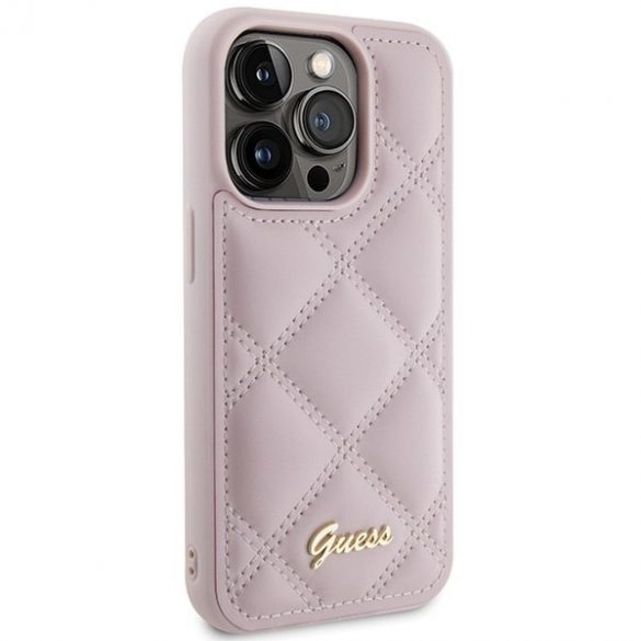 Guess GUHCP15XPSQSQSP iPhone 15 Pro Max 6.7 rożowy/roz husă rigidă Quilted Metal Logo"