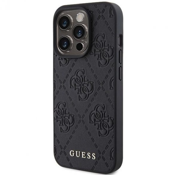 Guess GUHCP15LP4EPMK iPhone 15 Pro 6.1 carcasă rigidă/neagră Piele 4G Ștampilată"