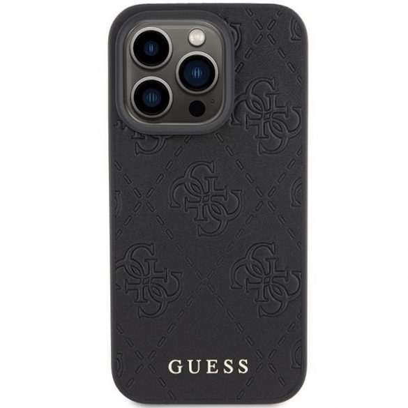 Guess GUHCP15LP4EPMK iPhone 15 Pro 6.1 carcasă rigidă/neagră Piele 4G Ștampilată"