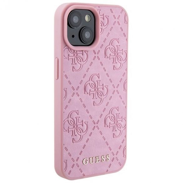 Guess GUHCP15SP4EPMP iPhone 15 / 14 / 13 6.1" roz/roz hard Husă piele 4G Stamped