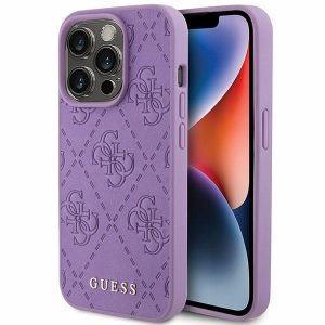 Guess GUHCP15LP4EPMU iPhone 15 Pro 6.1 fioletowy/purpuriu deschis Piele 4G Ștampilată"