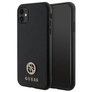 Guess GUHCN61PS4DGPK iPhone 11 / Xr 6.1 negru/negru hard Husă Strass Metal Logo"