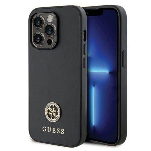 Guess GUHCP13LPS4DGPK iPhone 13 Pro 6.1 carcasa rigidă neagră Strass Metal Logo"