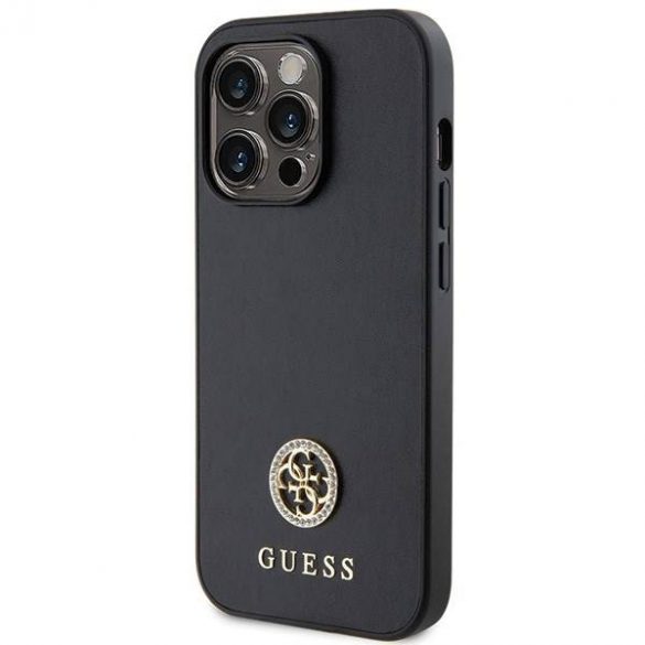 Guess GUHCP13LPS4DGPK iPhone 13 Pro 6.1 carcasa rigidă neagră Strass Metal Logo"