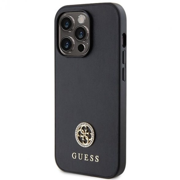 Guess GUHCP15LPS4DGPK iPhone 15 Pro 6.1 carcasa rigidă neagră Strass Metal Logo"