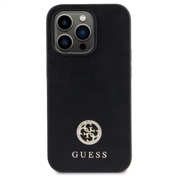 Guess GUHCP15LPS4DGPK iPhone 15 Pro 6.1 carcasa rigidă neagră Strass Metal Logo"