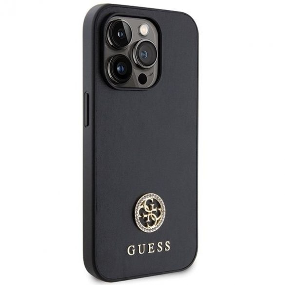 Guess GUHCP15LPS4DGPK iPhone 15 Pro 6.1 carcasa rigidă neagră Strass Metal Logo"