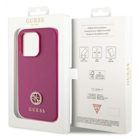 Guess GUHCP15LPS4DGPP iPhone 15 Pro 6.1 rożowy/roz Hardcase Strass Metal Logo"