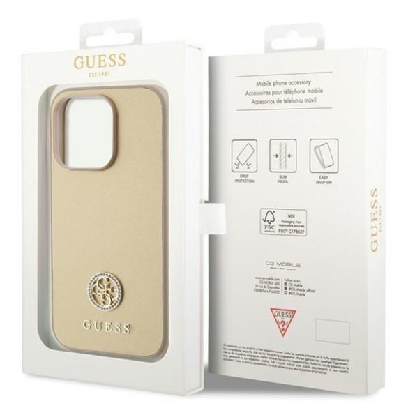 Guess GUHCP15LPS4DGPD iPhone 15 Pro 6,1 zloty/aurie husă rigidă Strass Metal Logo"