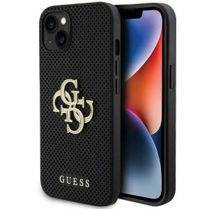 Guess GUHCP15SPSP4LGK iPhone 15 / 14 / 13 6.1" negru / negru hard Husă piele Perforate 4G Glitter Logo