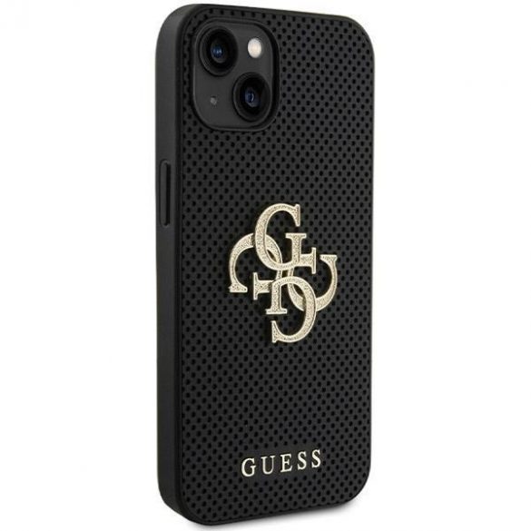 Guess GUHCP15SPSP4LGK iPhone 15 / 14 / 13 6.1" negru / negru hard Husă piele Perforate 4G Glitter Logo