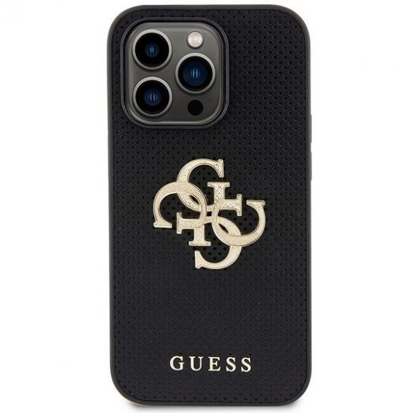 Guess GUHCP15XPSP4LGK iPhone 15 Pro Max 6.7 carcasă rigidă/neagră, piele perforată, logo sclipici 4G"