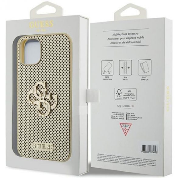 Guess GUHCP15SPSP4LGD iPhone 15 / 14 / 13 6.1" gold/gold hard Husă Perforated 4G Glitter