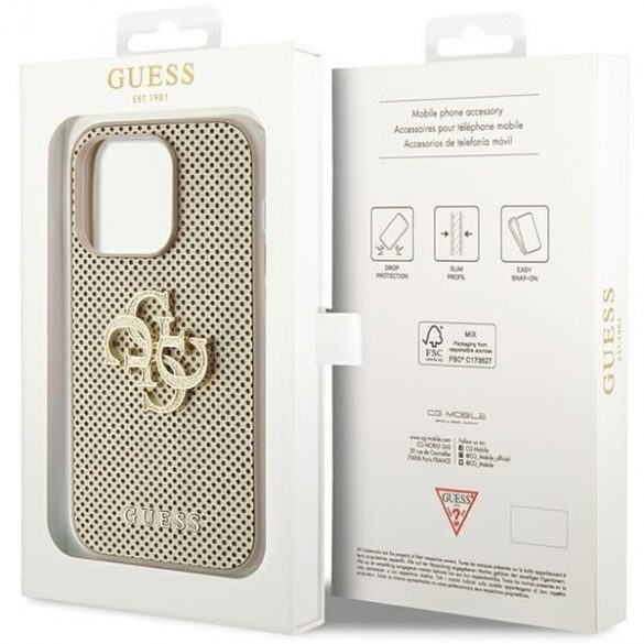 Guess GUHCP15LPSP4LGD iPhone 15 Pro 6,1 zloty/carcasă rigidă aurie Perforated 4G Glitter"