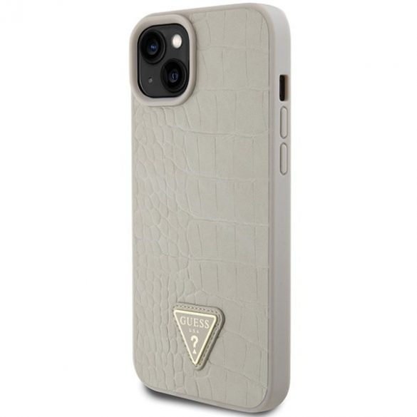 Guess GUHCP15SPCRTHCD iPhone 15 / 14 / 13 6.1" złoty/aurie hardcase Croco Triangle Metal Logo