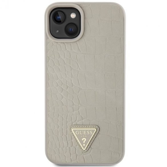 Guess GUHCP15SPCRTHCD iPhone 15 / 14 / 13 6.1" złoty/aurie hardcase Croco Triangle Metal Logo