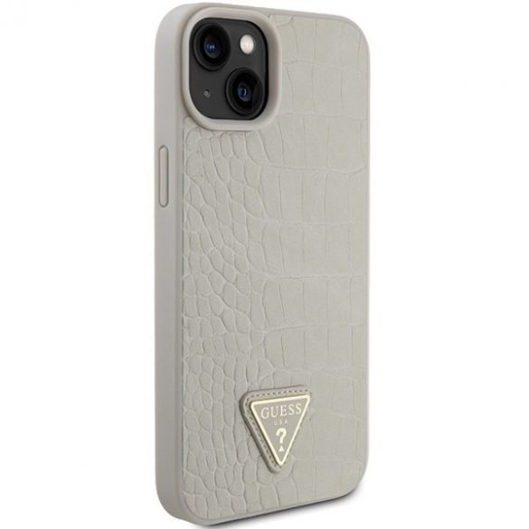 Guess GUHCP15SPCRTHCD iPhone 15 / 14 / 13 6.1" złoty/aurie hardcase Croco Triangle Metal Logo