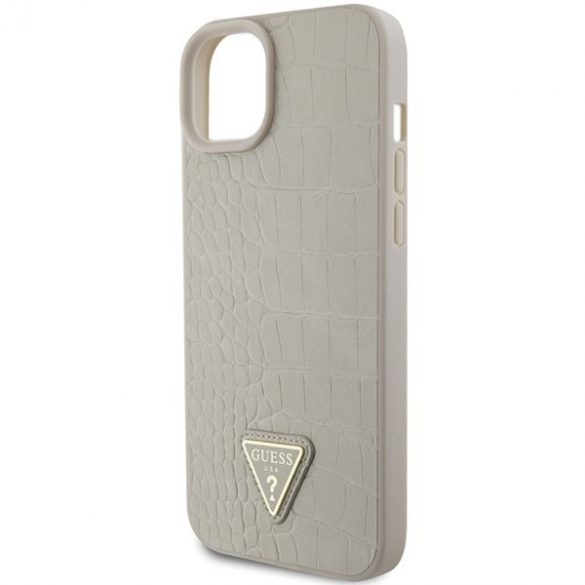 Guess GUHCP15SPCRTHCD iPhone 15 / 14 / 13 6.1" złoty/aurie hardcase Croco Triangle Metal Logo