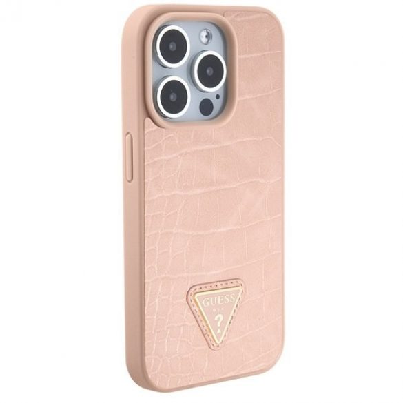 Guess GUHCP15LPCRTHCP iPhone 15 Pro 6.1 rożowy/roz Hardcase Croco Triangle Metal Logo"