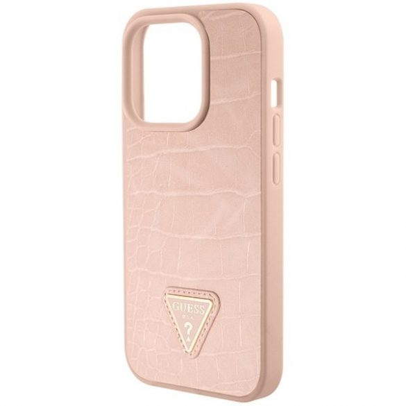 Guess GUHCP15LPCRTHCP iPhone 15 Pro 6.1 rożowy/roz Hardcase Croco Triangle Metal Logo"