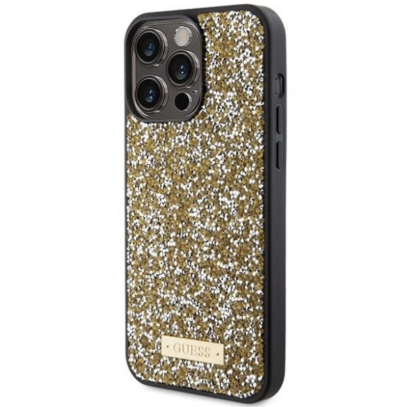 Guess GUHCP15LPFGSBSD iPhone 15 Pro 6.1 zółty/carcasa rigidă galbenă Rhinestone Metal Logo"