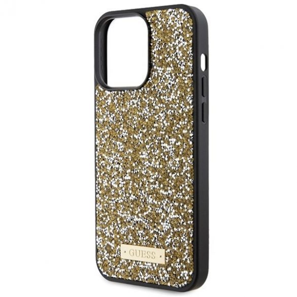 Guess GUHCP15LPFGSBSD iPhone 15 Pro 6.1 zółty/carcasa rigidă galbenă Rhinestone Metal Logo"