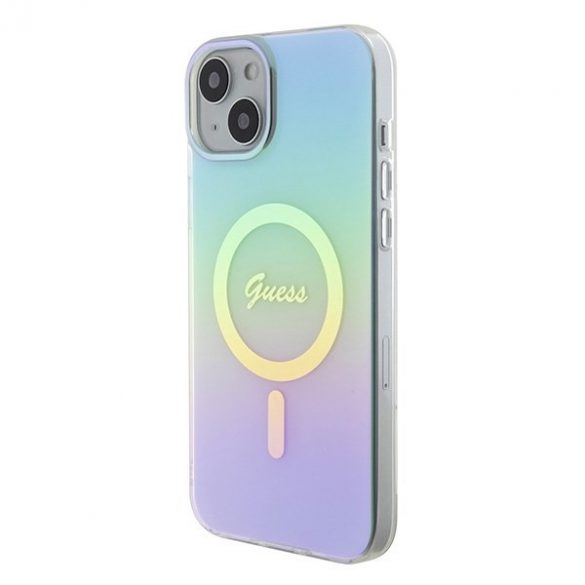 Guess GUHMP15MHITSQ iPhone 15 Plus / 14 Plus husă rigidă turcoaz/turcoaz de 6,7 inchi IML Iridescent MagSafe