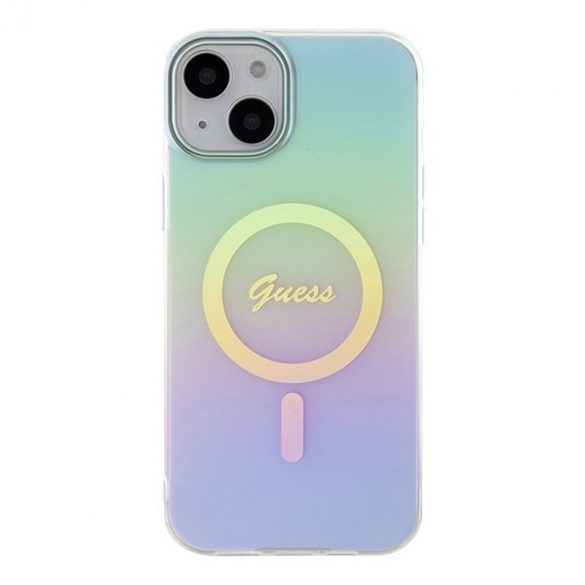 Guess GUHMP15MHITSQ iPhone 15 Plus / 14 Plus husă rigidă turcoaz/turcoaz de 6,7 inchi IML Iridescent MagSafe