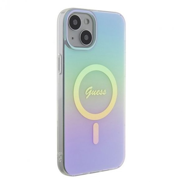 Guess GUHMP15MHITSQ iPhone 15 Plus / 14 Plus husă rigidă turcoaz/turcoaz de 6,7 inchi IML Iridescent MagSafe