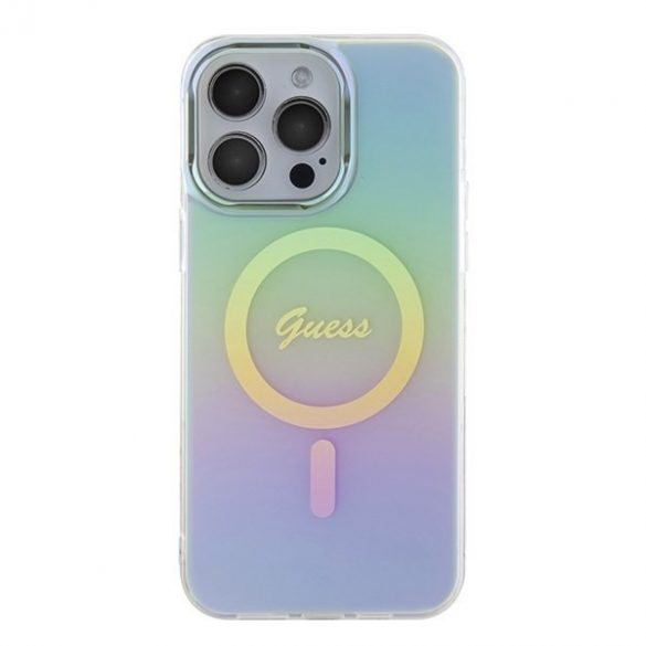 Guess GUHMP15XHITSQ iPhone 15 Pro Max husă rigidă turcoaz/turcoaz IML Iridescent MagSafe