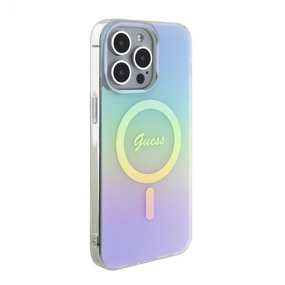 Guess GUHMP15XHITSQ iPhone 15 Pro Max husă rigidă turcoaz/turcoaz IML Iridescent MagSafe