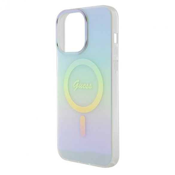 Guess GUHMP15XHITSQ iPhone 15 Pro Max husă rigidă turcoaz/turcoaz IML Iridescent MagSafe