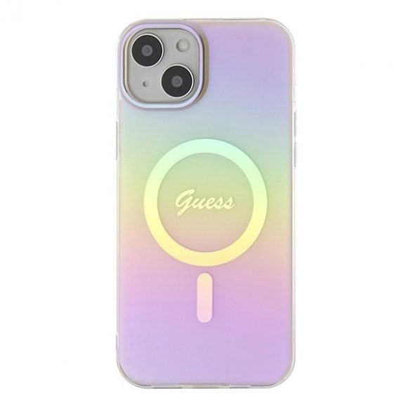 Guess GUHMP15SHITSP iPhone 15 / 14 / 13 6.1" roz/roz hard Husă IML Iridescent MagSafe