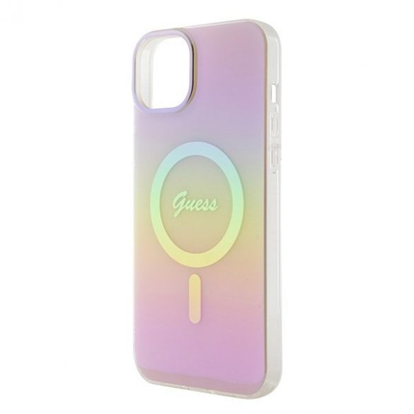 Guess GUHMP15SHITSP iPhone 15 / 14 / 13 6.1" roz/roz hard Husă IML Iridescent MagSafe