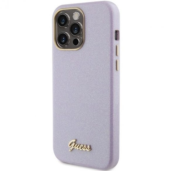 Guess GUHCP15LPGMCSL iPhone 15 Pro 6.1 liliu/liliac Hardcase Glitter Glossy Script"