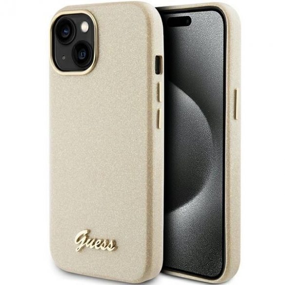 Guess GUHCP15SPGMCSD iPhone 15 / 14 / 13 6.1" gold/light gold hard Husă Glitter Glossy Script