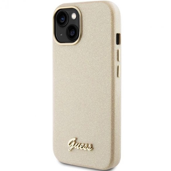 Guess GUHCP15SPGMCSD iPhone 15 / 14 / 13 6.1" gold/light gold hard Husă Glitter Glossy Script