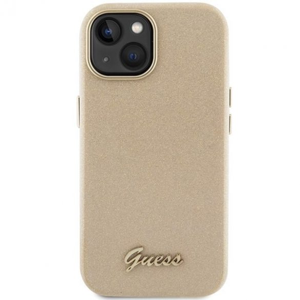 Guess GUHCP15SPGMCSD iPhone 15 / 14 / 13 6.1" gold/light gold hard Husă Glitter Glossy Script