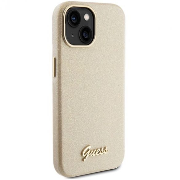 Guess GUHCP15SPGMCSD iPhone 15 / 14 / 13 6.1" gold/light gold hard Husă Glitter Glossy Script