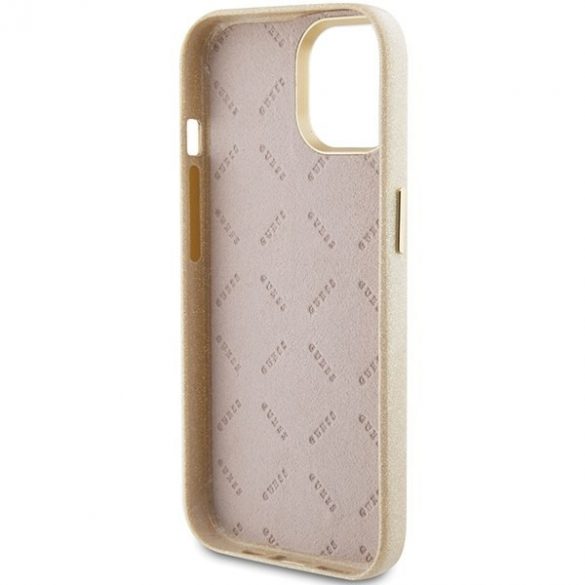 Guess GUHCP15SPGMCSD iPhone 15 / 14 / 13 6.1" gold/light gold hard Husă Glitter Glossy Script